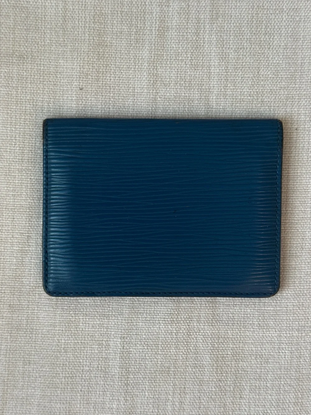 Louis Vuitton Vintage Blue Epi Leather Bifold ID Card Holder Wallet